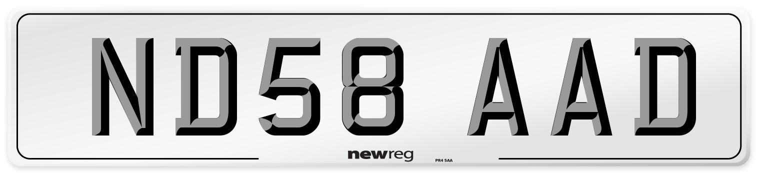 ND58 AAD Number Plate from New Reg